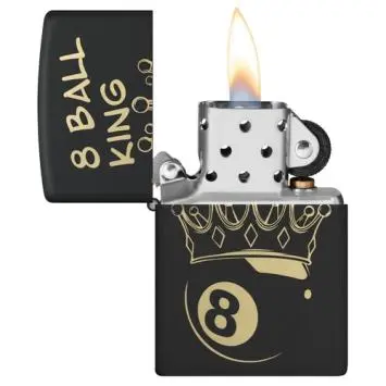 [DNA0032911] Zippo Windproof Lighter – Regular Black Matte – King 8-Ball Design – 46291-218