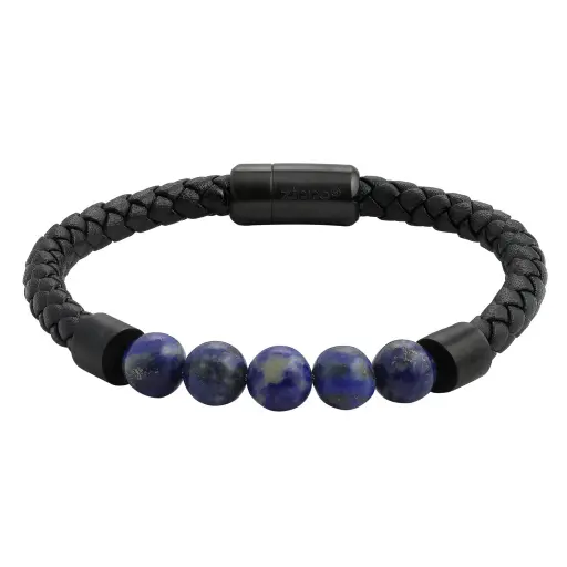 [DNA0032937] Zippo Black Leather & Bead Bracelet 20cm – Woven Style (2007160)
