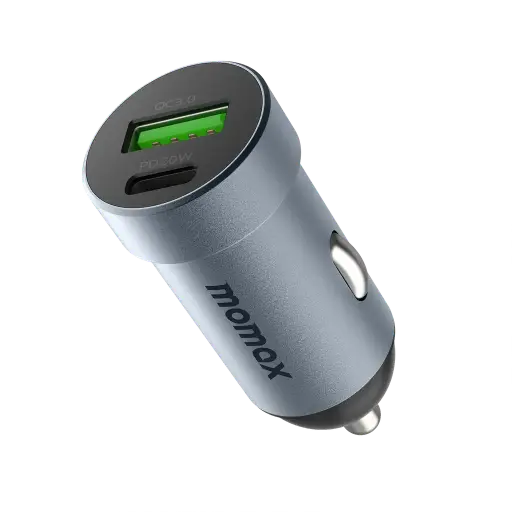 [DNA0035135] Momax UC12 20W Dual Port Car Charger - Grey