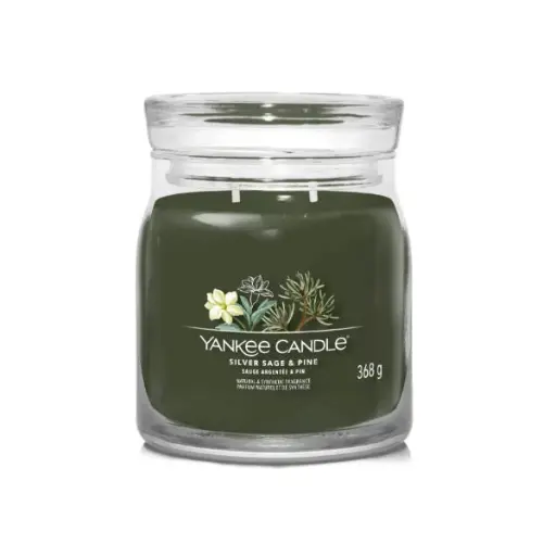 [DNA0040169] شمعة "يانكي كاندل" (Yankee Candle) الحجم المتوسط (Signature Medium Jar) - الميرمية الفضية والصنوبر