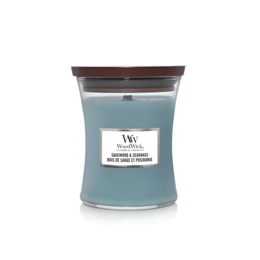 [DNA0040200] WoodWick Hourglass Medium Candle - Sagewood & Seagrass