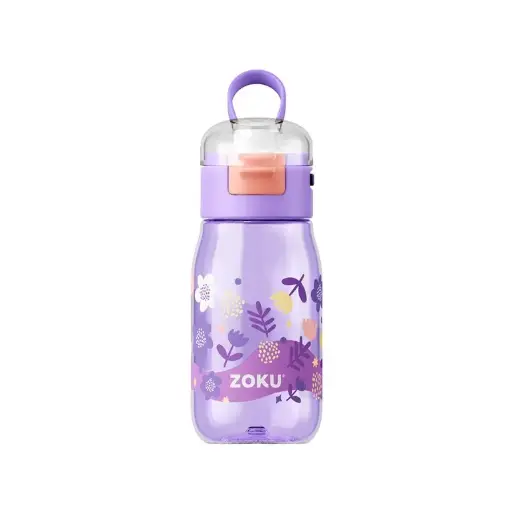 [DNA0040322] Zoku Kids Flip Gulp Bottle 475ml - Purple Flower