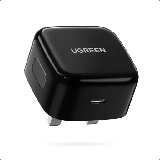 [DNA0041131] يوغرين شاحن جداري "يو إس بي - سي" (USB-C PD) شحن سريع بقدرة 20 واط - القابس البريطاني (UK Plug) - أسود