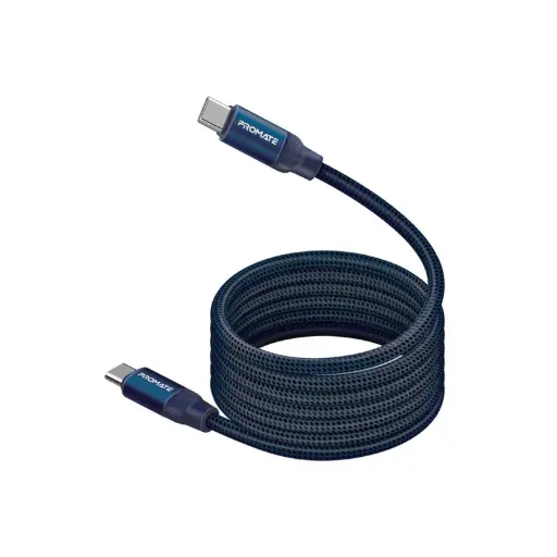 [DNA0041329] Promate Springy USB-C to USB-C 60W Self-Organizing Cable 1.2m - Blue
