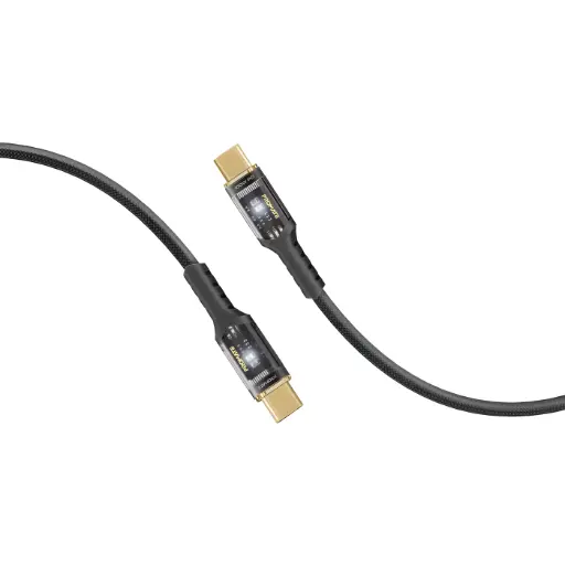 [DNA0041349] بروميت (LucidLine-CC200) كابل USB-C بقدرة 100 واط وطول 2 متر مع إضاءة LED - أسود
