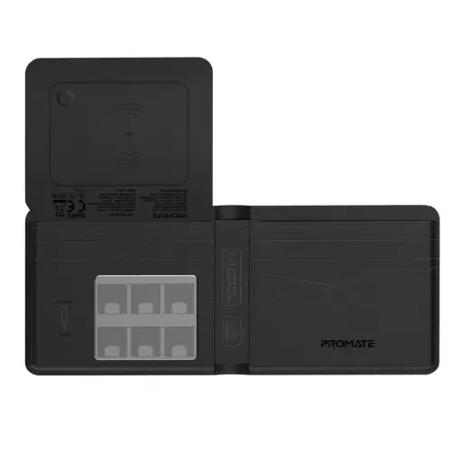 [DNA0041476] بروميت (ProWallet) محفظة جلدية ذكية مع تقنية (RFID) وتتبع عبر (Apple Find My) - أسود