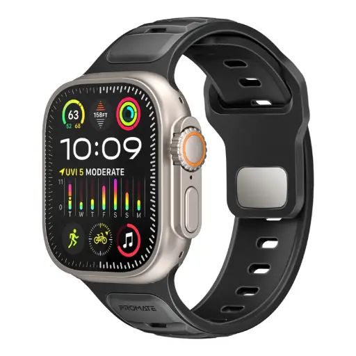 [DNA0041493] Promate SiliBand-DC Two-Tone Silicone Apple Watch Band - Black