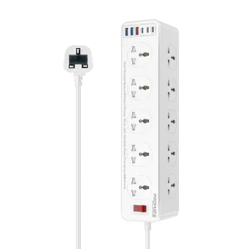 [DNA0041500] بروميت (PowerMatrix2-5M) وصلة كهرباء بـ 10 منافذ مع 6 منافذ USB، بقدرة 2500 واط وطول كابل 5 متر