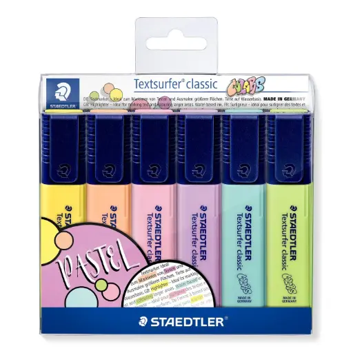[DNA0041533] ستيدتلر (Textsurfer Classic 364) أقلام تحديد (Highlighters) بألوان الباستيل، عبوة من 6 ألوان - 364 CWP6