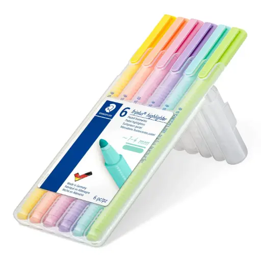 [DNA0041535] ستيدتلر (Triplus Textsurfer 362) أقلام تحديد (Highlighters) بألوان الباستيل، عبوة من 6 ألوان - 362 CSB6