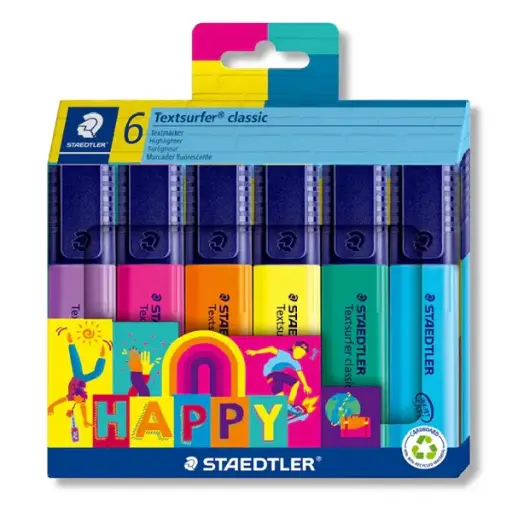 [DNA0041537] ستيدتلر (Textsurfer Classic 364 Happy) أقلام تحديد (Highlighters)، عبوة من 6 ألوان - 364 C6HA