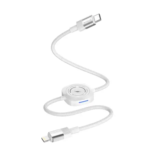 [DNA0041647] بروفي (Proove Cable Multi Charging) كابل شحن متعدد من (Type-C) إلى (Lightning) بقوة 27 واط مع شاحن لاسلكي (Qi) للهاتف والساعة الذكية - أبيض