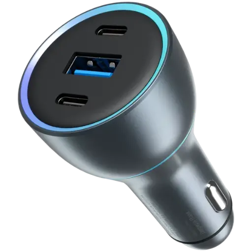 [DNA0041686] بروفي (Proove Super Charge) شاحن سيارة بقوة 130 واط (2 منفذ Type-C + منفذ USB) - رمادي
