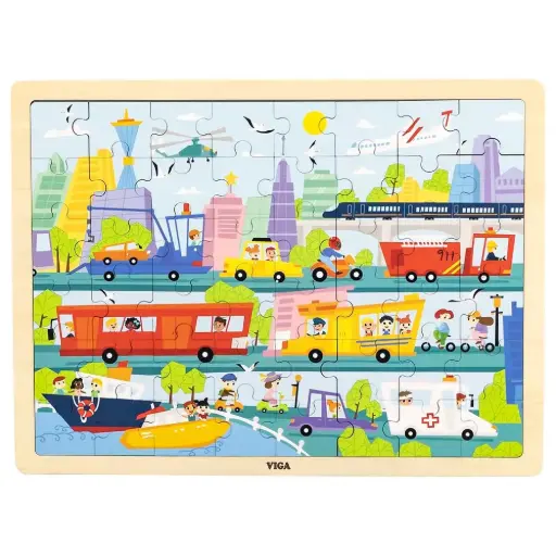 [DNA0042563] Viga Wooden 48 Pcs Puzzle - City Transportation