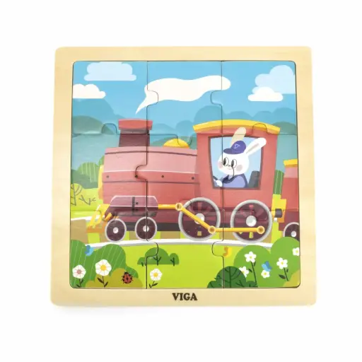 [DNA0042572] Viga Wooden 9-Piece-Puzzle - Train