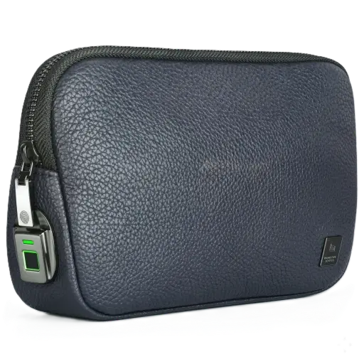 [DNA0043022] Wiwu Alpha Fingerprint Lock Clutch Bag - Dark Blue