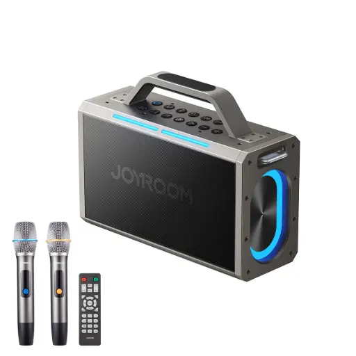 [DNA0043058] جويروم (Joyroom) مكبر صوت لاسلكي بميكروفون مزدوج من سلسلة بايز (Pies Series) موديل JR-MW03