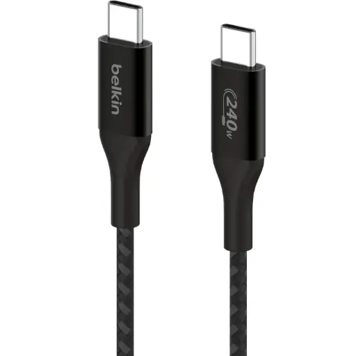 [DNA0043081] بيلكين (Belkin) كابل بوست تشارج (BoostCharge) من USB-C إلى USB-C مضفر، يدعم شحن سريع بقدرة 240 واط PD، وجهد 48 فولت/5 أمبير، بطول 1 متر - لون أسود