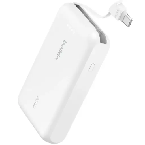 [DNA0043083] Belkin Power Bank 10000mAh with Integrated USB-C Cable - White