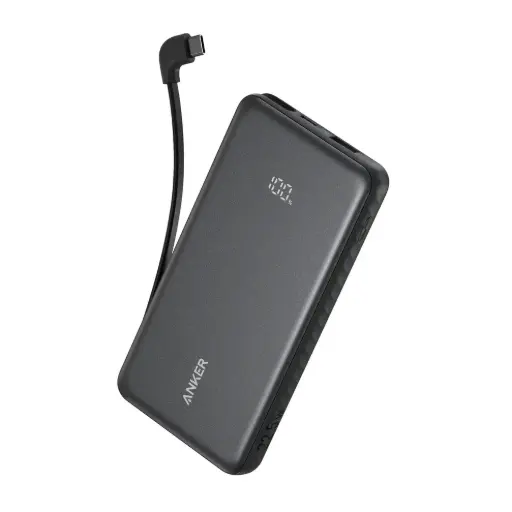 [DNA0043094] أنكر (Anker) باور بانك Zolo - شاحن متنقل سعة 20000mAh بقدرة 22.5W Max مع كابل USB-C مدمج - أسود