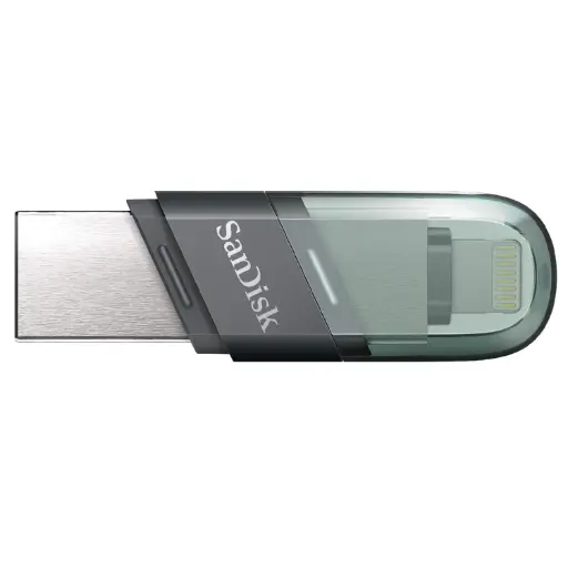[DNA0043253] SanDisk iXpand Flip USB 3.1 Flash Drive 128GB Type-A + Lightning - Silver/Green