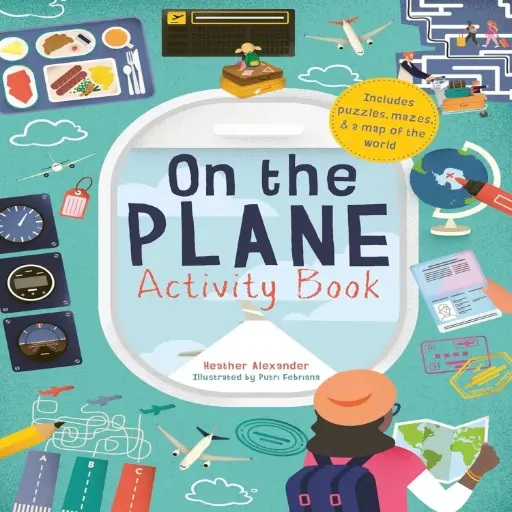 [DNA0045423] On The Plane Activity Book: Includes puzzles, mazes, dot-to-dots and drawing activities
