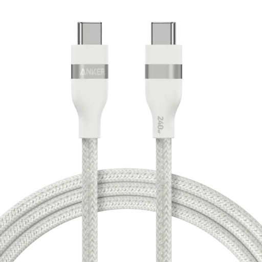 [DNA0046044] Anker USB-C to C Cable 240W Upcycled Braided 6ft - White