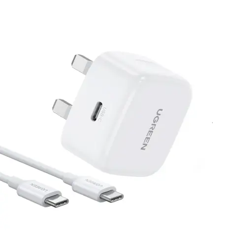 [DNA0050150] مجموعة شاحن سريع يوجرين بقوة 20 واط منفذ USB-C - قابس بريطاني