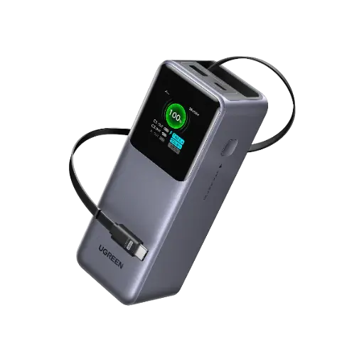 [DNA0050158] شاحن متنقل (باور بانك) يوجرين بسعة 20000 مللي أمبير وقوة 165 واط مع كابل USB-C قابل للسحب