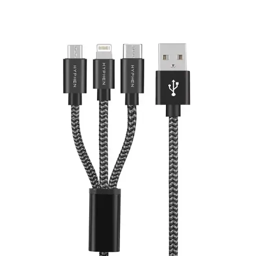 [DNA0051952] كابل هايفن 3 في 1 (لايتنينج + نوع سي + مايكرو يو إس بي) - 1 متر