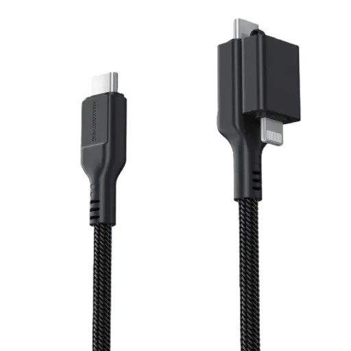 [DNA0052112] AmazingThing Thunder Pro I7X 2-In-1 USB-C + Lightning To USB-C 3A 60W 1.2m Cable - Black