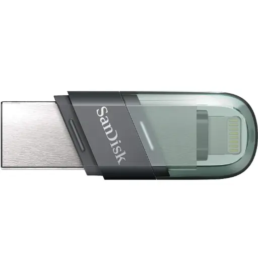 [DNA0053119] فلاش ميموري سان ديسك آي إكسباند فليب USB 3.1 سعة 64 جيجا بايت Type-A + Lightning - فضي/أخضر