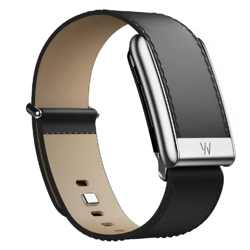 [DNA0053894] Whoop 5.0 LeatherLuxe Band Straight - Black/Cream with Titanium (L/XL)