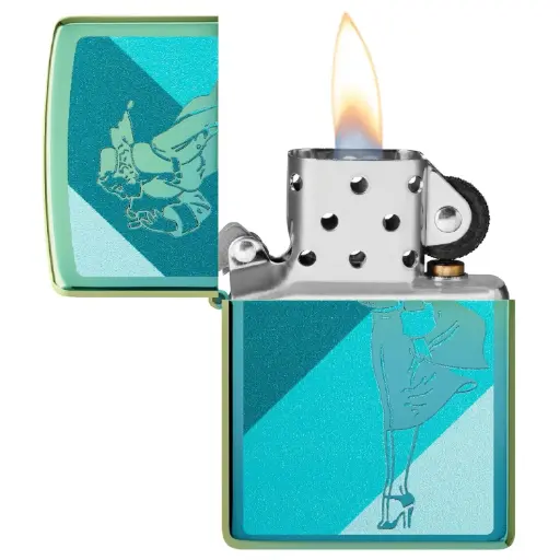 [DNA0054282] Zippo Teal Windy Design Windproof Lighter