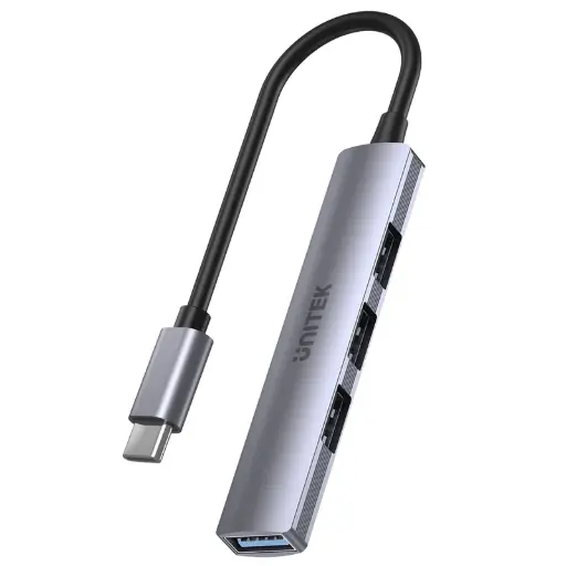 [DNA0056316] UNITEK H1208B 4-Port USB-C Hub - 1x USB 3.0 + 3x USB 2.0, Aluminum Grey