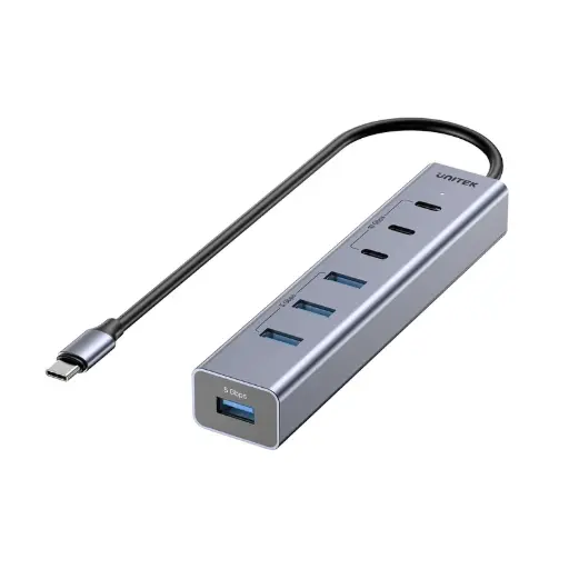 [DNA0056352] UNITEK uHUB S7+ H1335AGY01-UK 7-Port Powered USB-C Hub - 3x USB-C 10Gbps + 4x USB-A 5Gbps